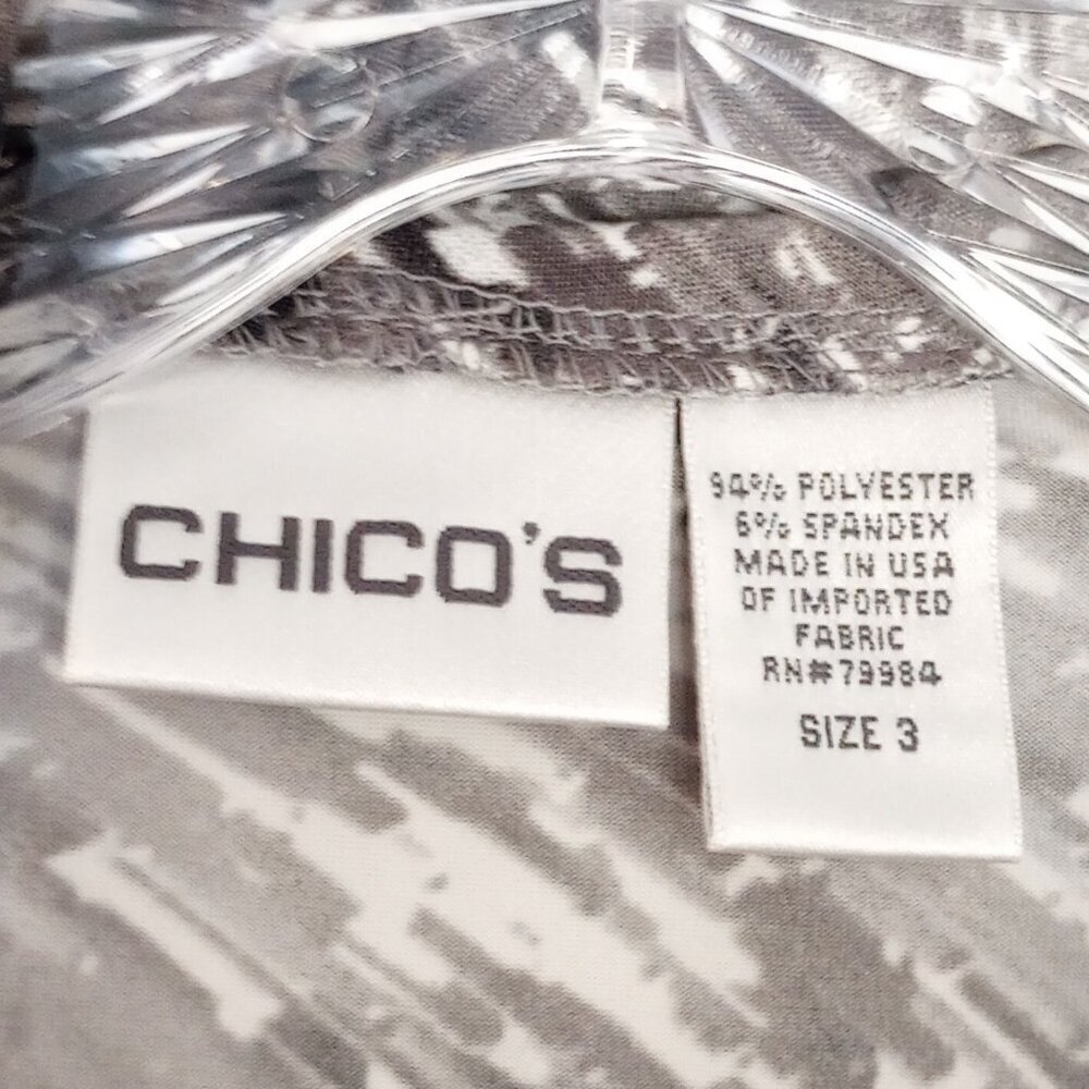 Chico's Black, Grey & White Abstract Open Front Billie Jacket - Picture 4 of 7